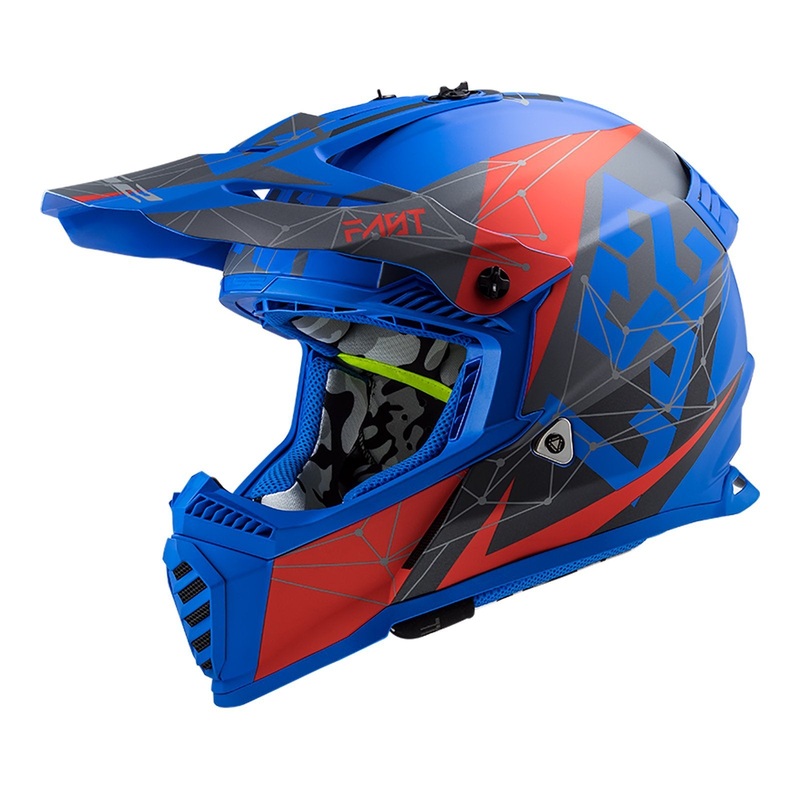 LS2 MX437 Fast Evo Alpha - Matte Blue / Red Off Road Helmet Size XS 53cm 54cm