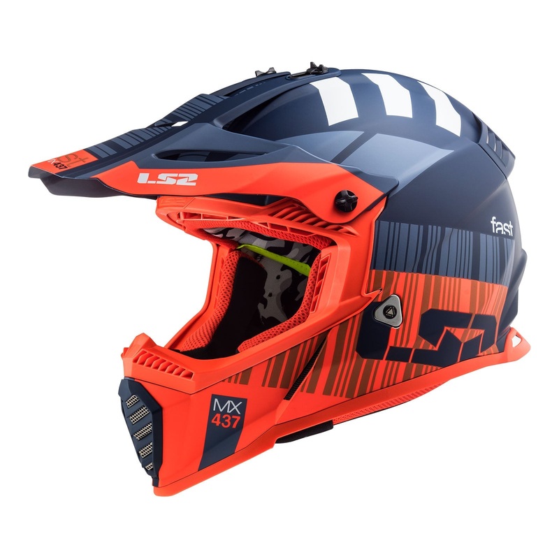 LS2 MX437 Fast Evo Xcode Matte Blue / Orange Off Road Helmet Size XS 53cm 54cm
